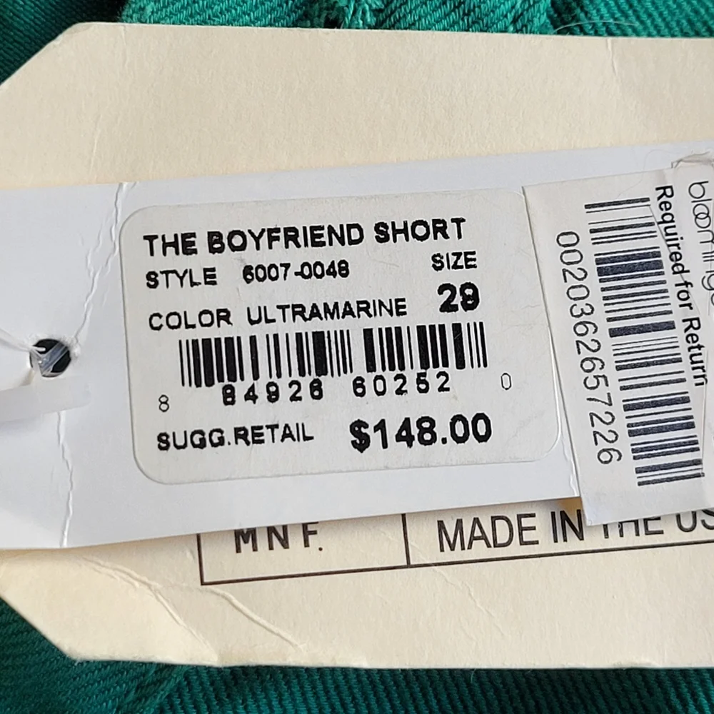 🌟 NWT CURRENT/ELLIOT Ultramarine Green Trendy Women's Boyfriend Shorts Size 29 - Picture 9 of 11